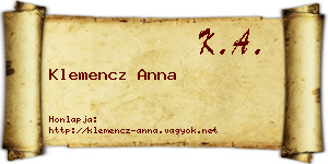 Klemencz Anna névjegykártya